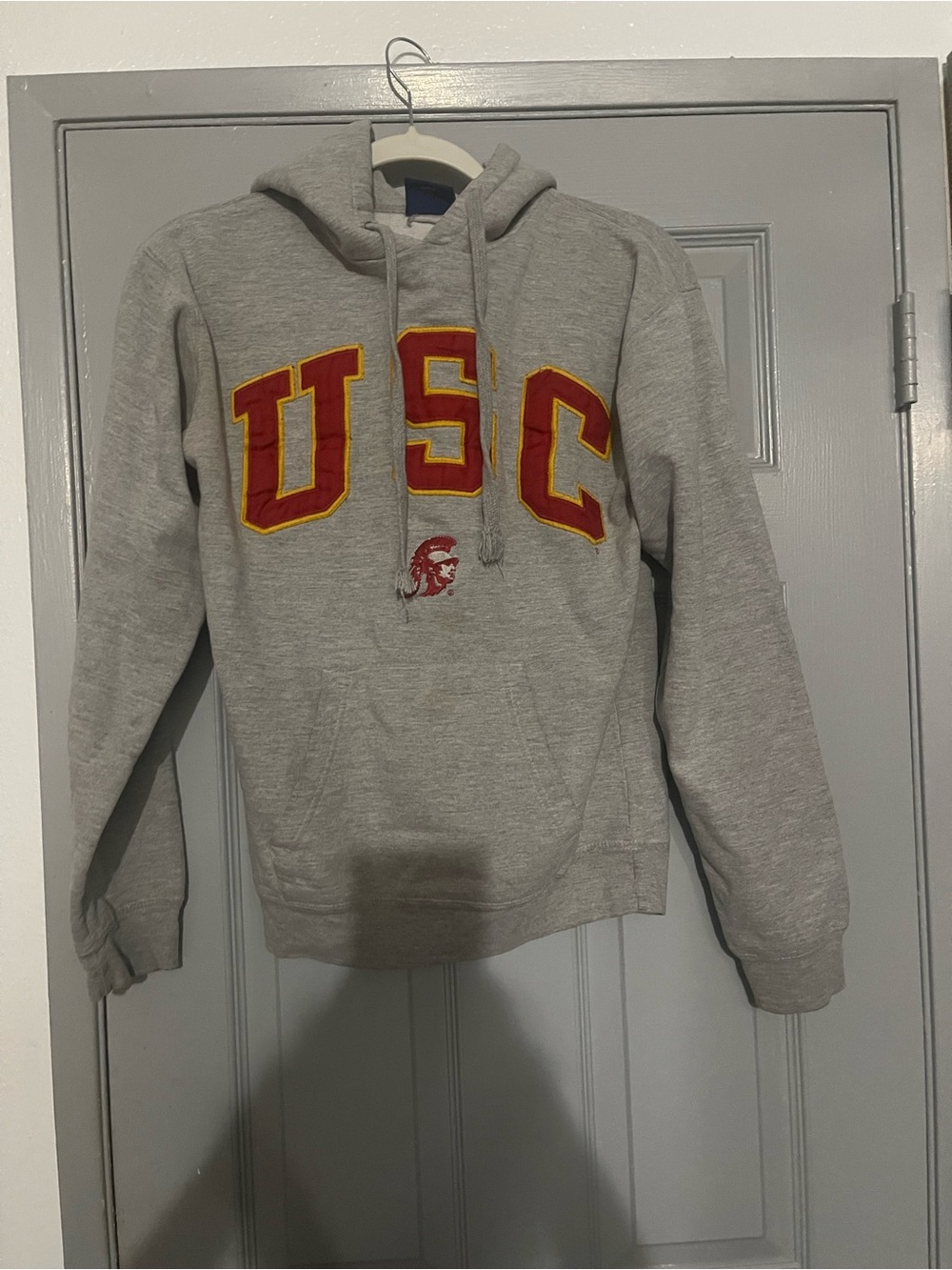 Gray USC Crewneck Sweatshirt with Red & Gold Lettering